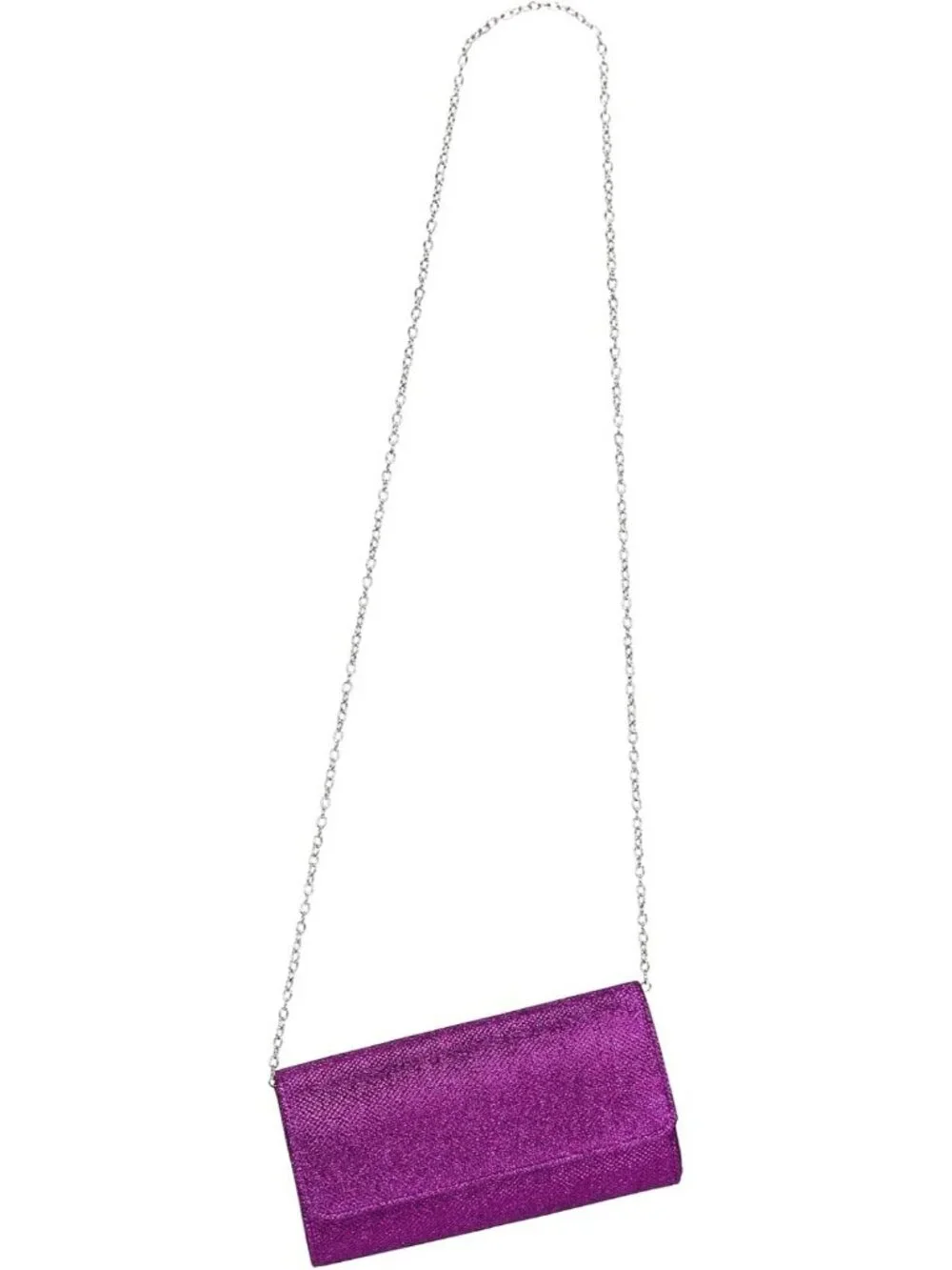 Women's Purple Glitter Clutch Purse Evening Bag With Chain For Wedding Handbag